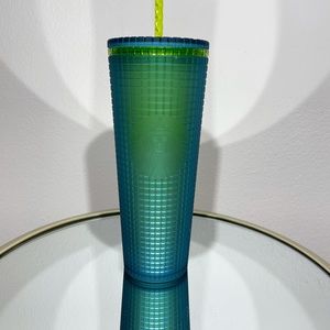 Starbucks Neon Green Disco Grid Mountain Dew Tumbler